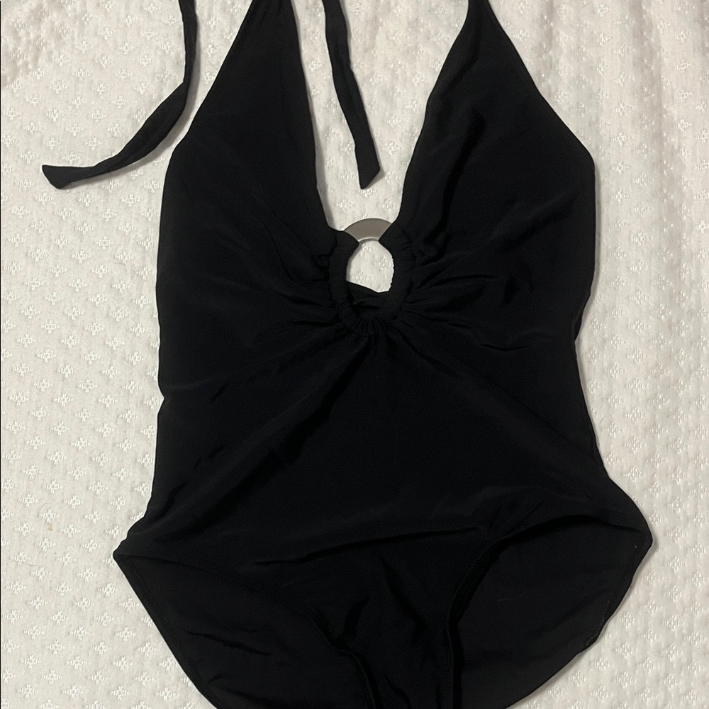 Elegant Black Halter One Piece Swimsuit
